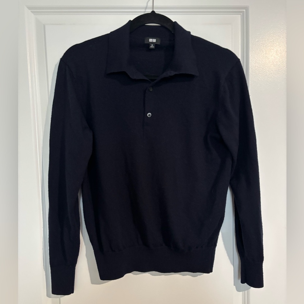 Uniqlo Men’s Merino Polo Sweater in Navy